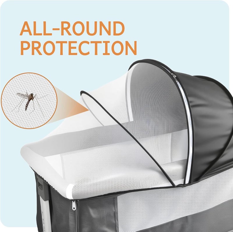 BEBONO Bassinet Cover Half Blackout, Mosquito Net Cover with 2-Way Zipper, Block Light and Keep Cats Out, Foldable with Storage Bag - Image 3
